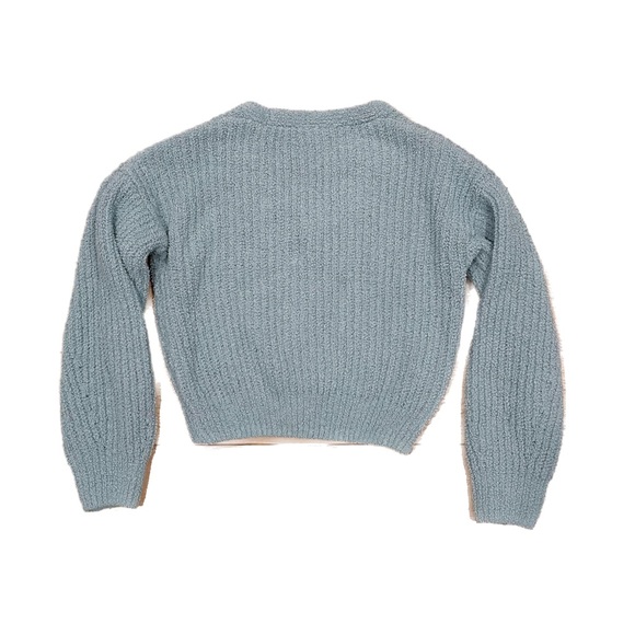 teal fuzzy button up shirt - Picture 3 of 4